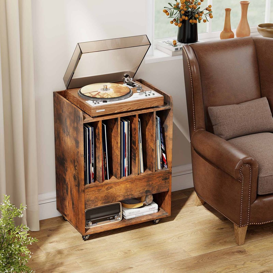 Buy Costway Record Player Stand on Wheels Turntable Stand w ...