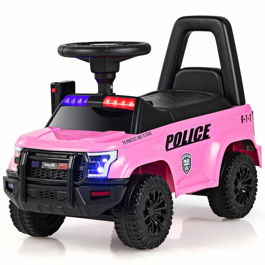 Costway Kid Ride On Push Police Car Foot to Floor Sliding Car w/Siren Megaphone Horn Storage Walking Toy Racer Gift