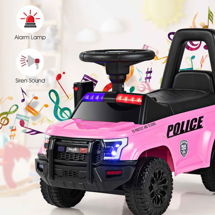 Costway Kid Ride On Push Police Car Foot to Floor Sliding Car w/Siren Megaphone Horn Storage Walking Toy Racer Gift