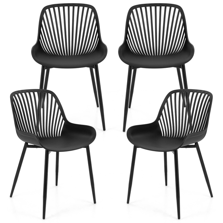 Costway Set of 4 Armless Dining Chairs Plastic Kitchen Side Chairs Dining Chair Set Black