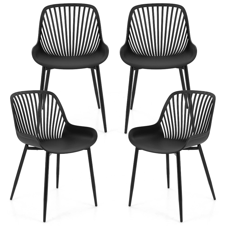 Costway Set of 4 Armless Dining Chairs Plastic Kitchen Side Chairs Dining Chair Set Black