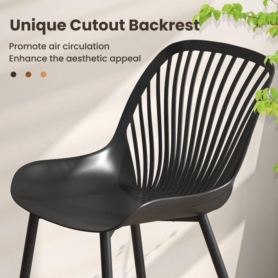 Costway Set of 4 Armless Dining Chairs Plastic Kitchen Side Chairs Dining Chair Set Black