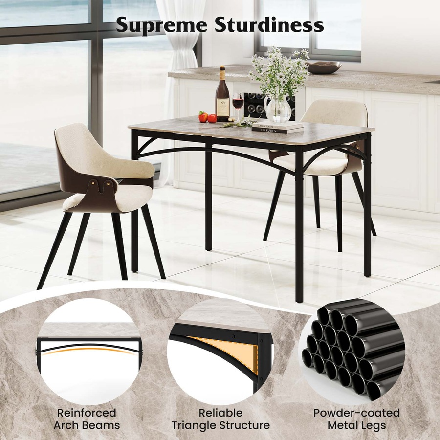 Costway Sintered Stone Dining Table for 4 People Kitchen Restaurant Cafe Table w/Faux Marble Tabletop