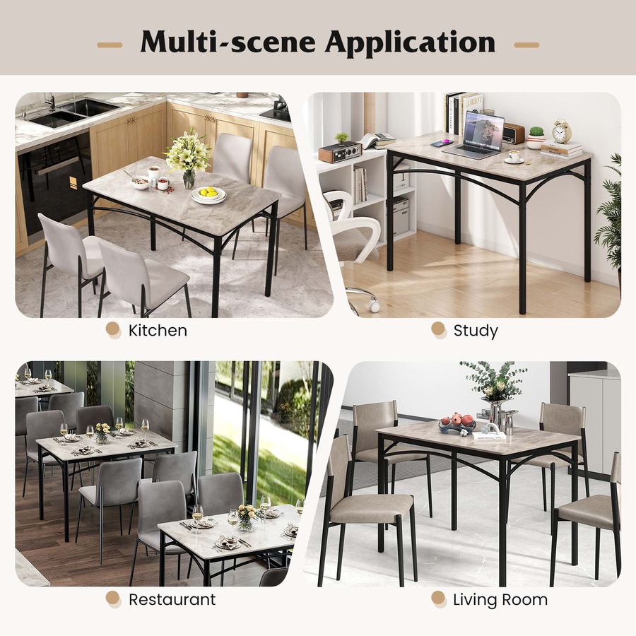 Costway Sintered Stone Dining Table for 4 People Kitchen Restaurant Cafe Table w/Faux Marble Tabletop