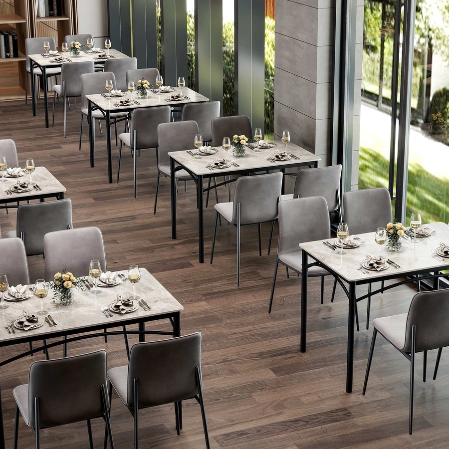 Costway Sintered Stone Dining Table for 4 People Kitchen Restaurant Cafe Table w/Faux Marble Tabletop