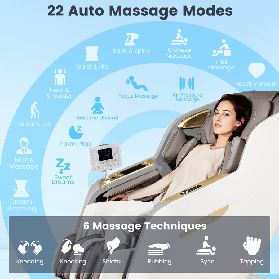 Costway 3D Massage Chair Full Body Electric Recliner Massager Zero Gravity Lounge Foot Roller PU SL Track Voice Control