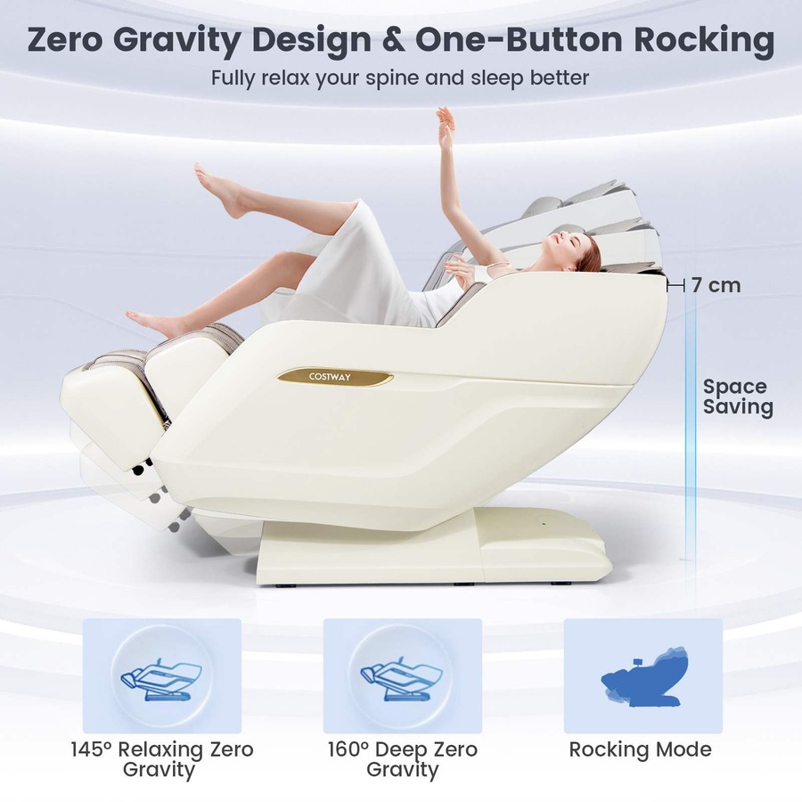 Costway 3D Massage Chair Full Body Electric Recliner Massager Zero Gravity Lounge Foot Roller PU SL Track Voice Control