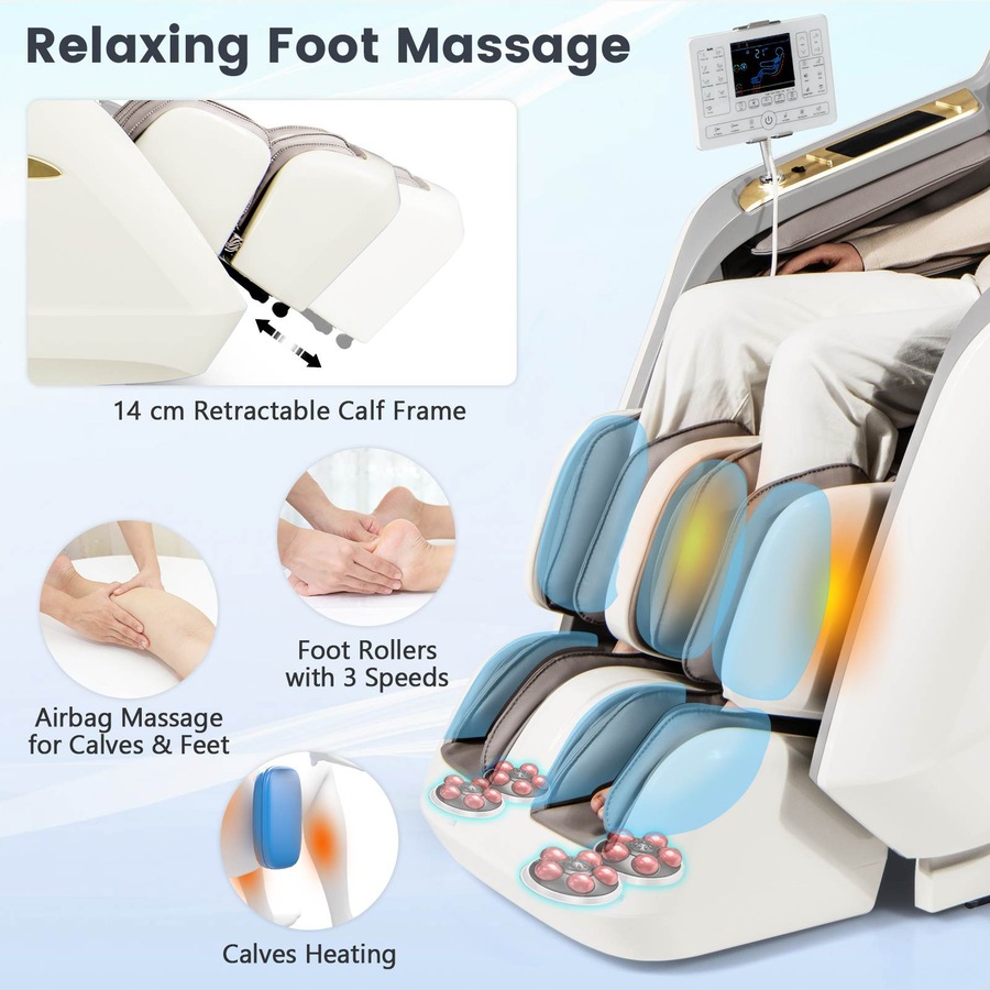 Costway 3D Massage Chair Full Body Electric Recliner Massager Zero Gravity Lounge Foot Roller PU SL Track Voice Control