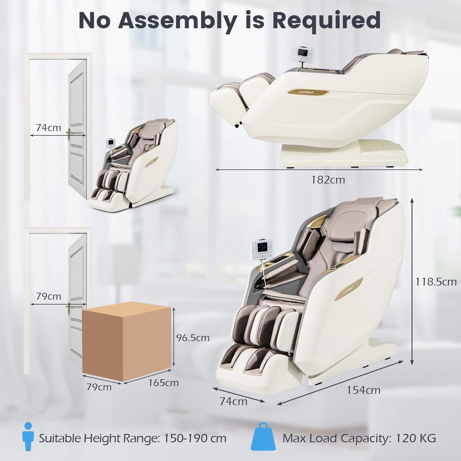 Costway 3D Massage Chair Full Body Electric Recliner Massager Zero Gravity Lounge Foot Roller PU SL Track Voice Control