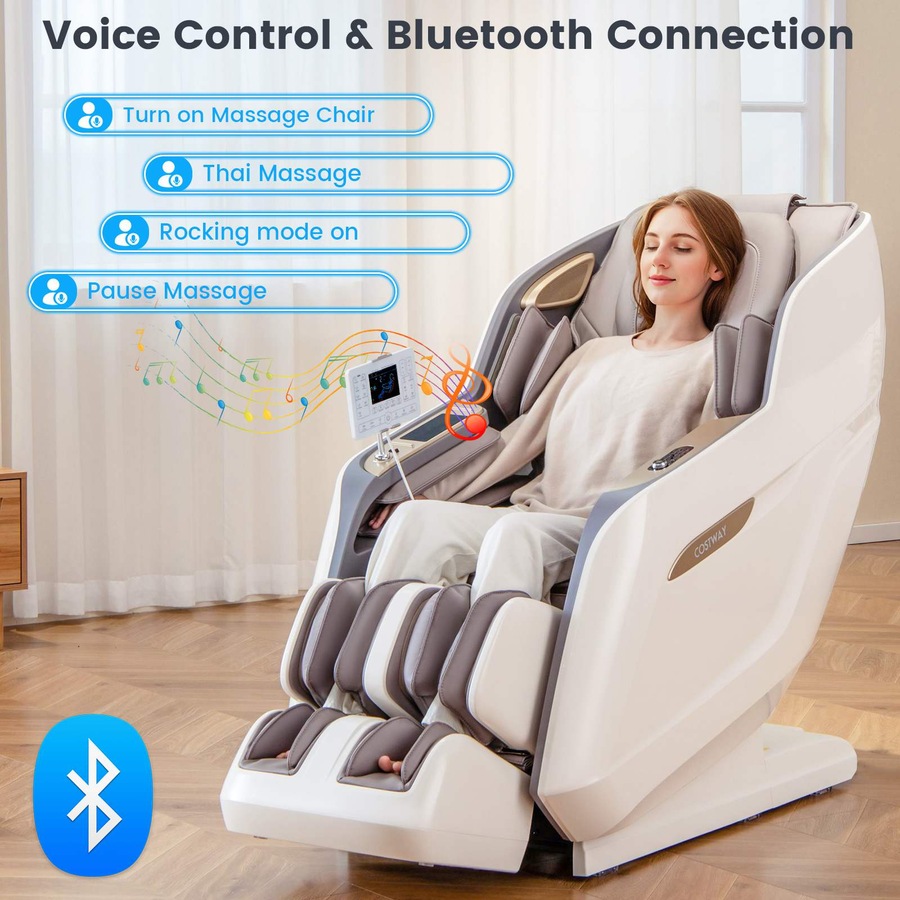 Costway 3D Massage Chair Full Body Electric Recliner Massager Zero Gravity Lounge Foot Roller PU SL Track Voice Control