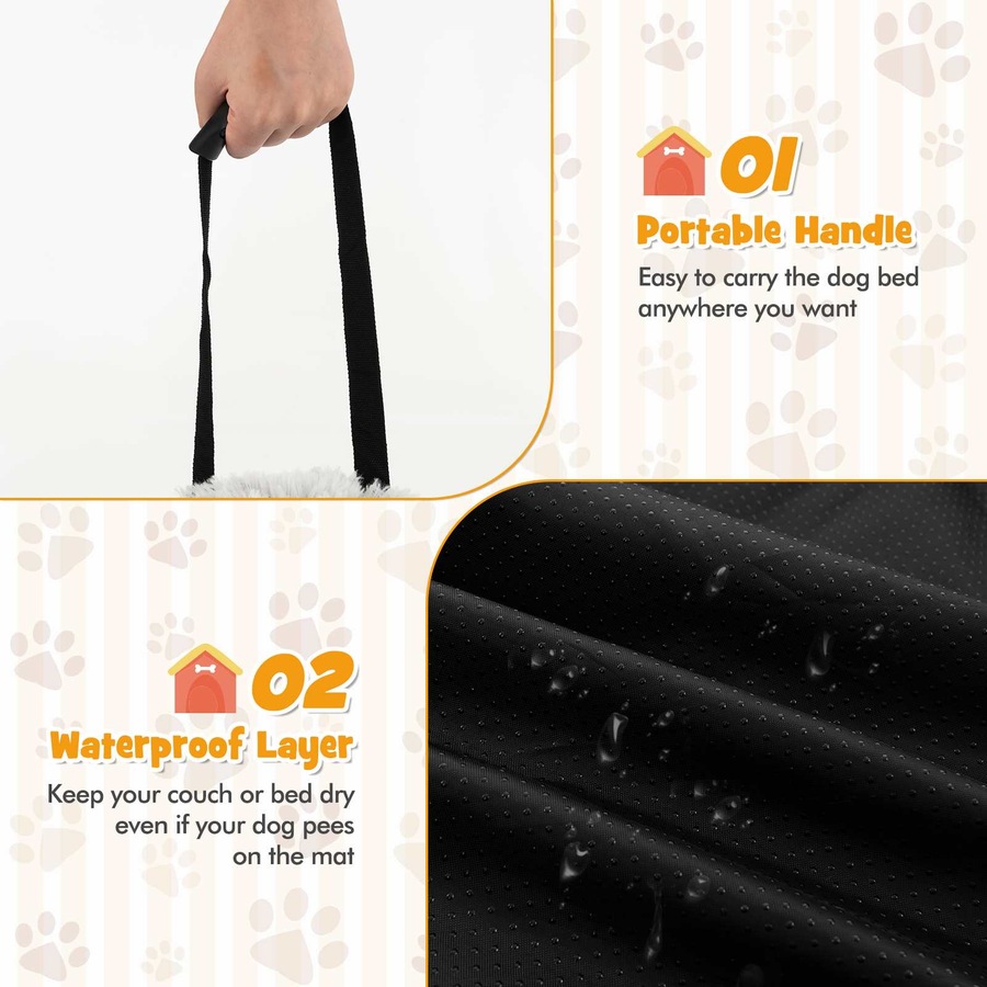 Costway Small Dog Couch Bed Calming Puppy Sofa Anti Anxiety Pet Cushion w/Anti-Slip Bottom & Neck Bolster White