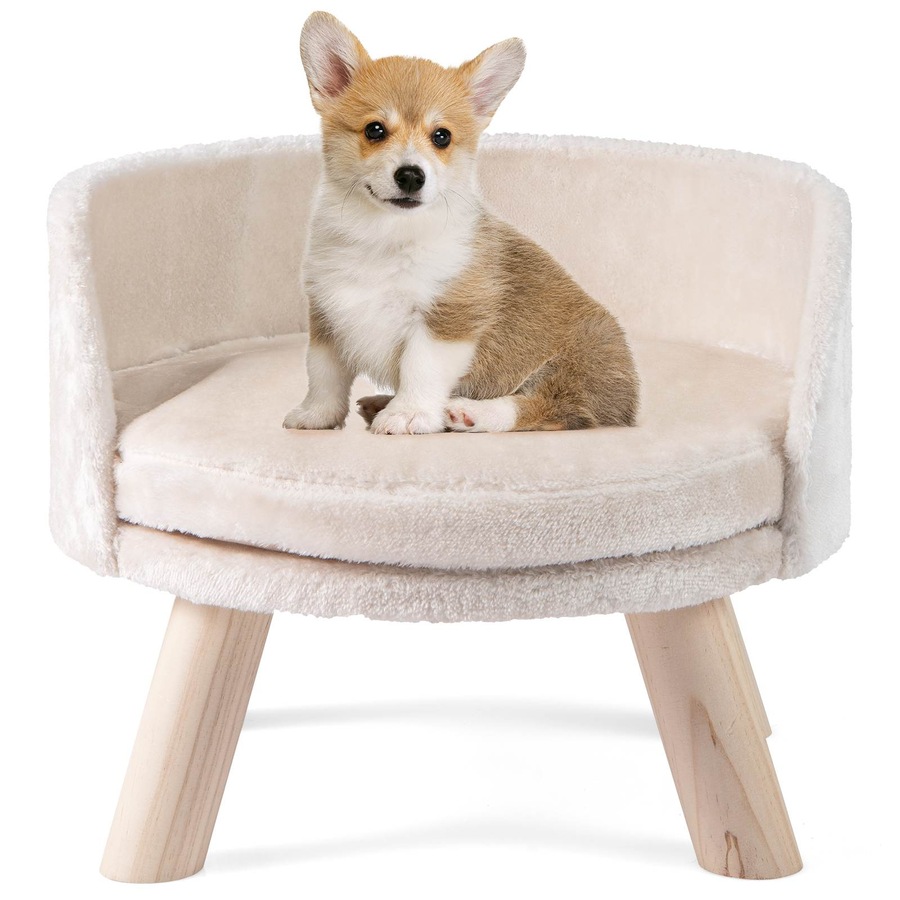 Costway Small Dogs & Cats Sofa Bed Pet Sleeping Couch w/Detachable Round Padded Cushion Elevated Pet Bed Furniture