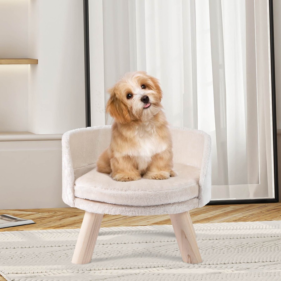 Costway Small Dogs & Cats Sofa Bed Pet Sleeping Couch w/Detachable Round Padded Cushion Elevated Pet Bed Furniture