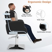 Costway Swivel Barber Chair Stool Hydraulic Salon Armchair w/Footrest Hairdressing