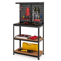 Costway Garage Tool Storage Workbench 4 Shelf Multipurpose Worktable w/Peg Board Hook