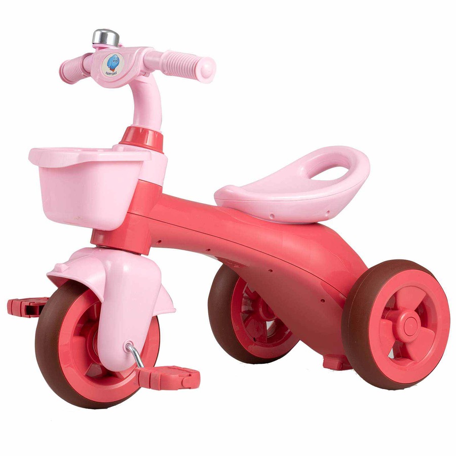 Costway Tricycle Trike 3-Wheel Balance Bike Pedal Bicycle Ergonomic Seat Non-slip Handle & Storage Birthday Gift Pink