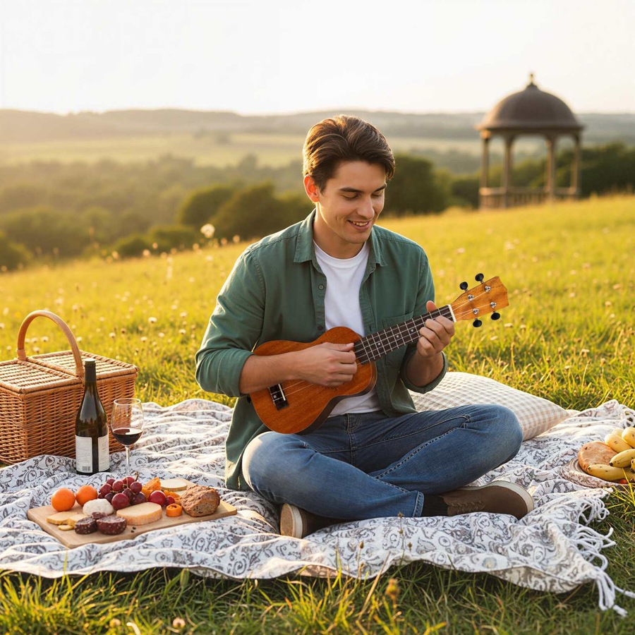 Costway Ukulele Soprano Mahogany Wooden Ukelele Set w/Gig Bag Pick Strap Extra Nylon Strings Christmas Gift