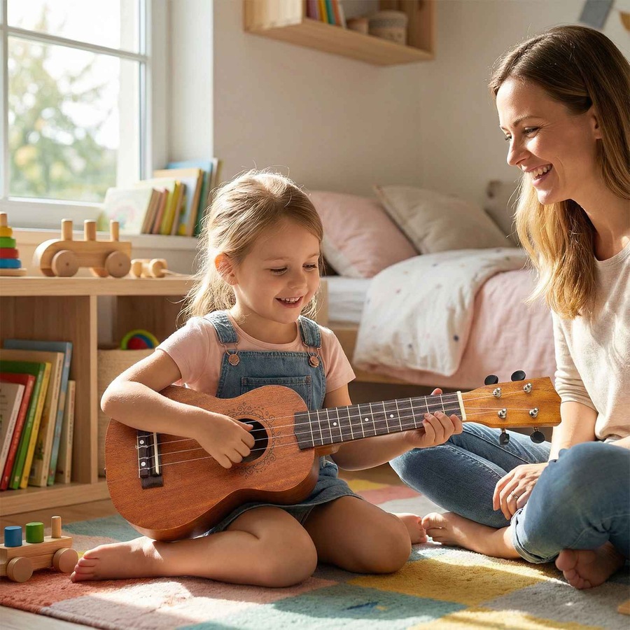 Costway Ukulele Soprano Mahogany Wooden Ukelele Set w/Gig Bag Pick Strap Extra Nylon Strings Christmas Gift