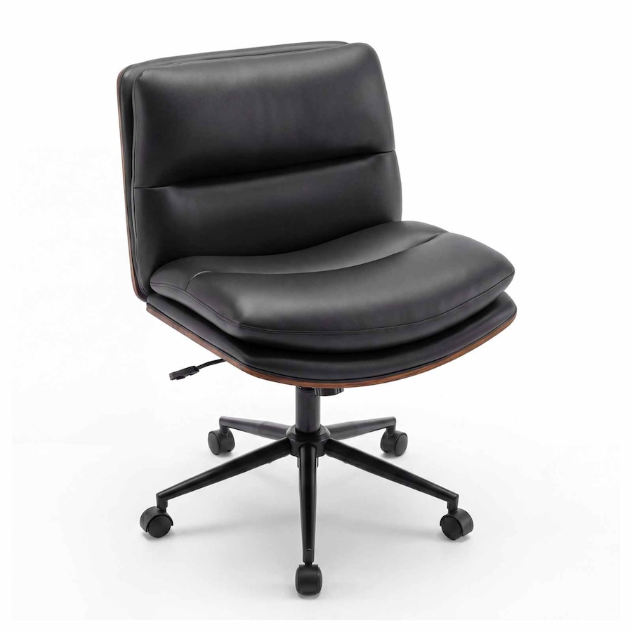 Costway Vanity Office Chair Adjustable Computer Desk Stool w/Backrest Swivel Task Chair Padded Seat Bedroom Black