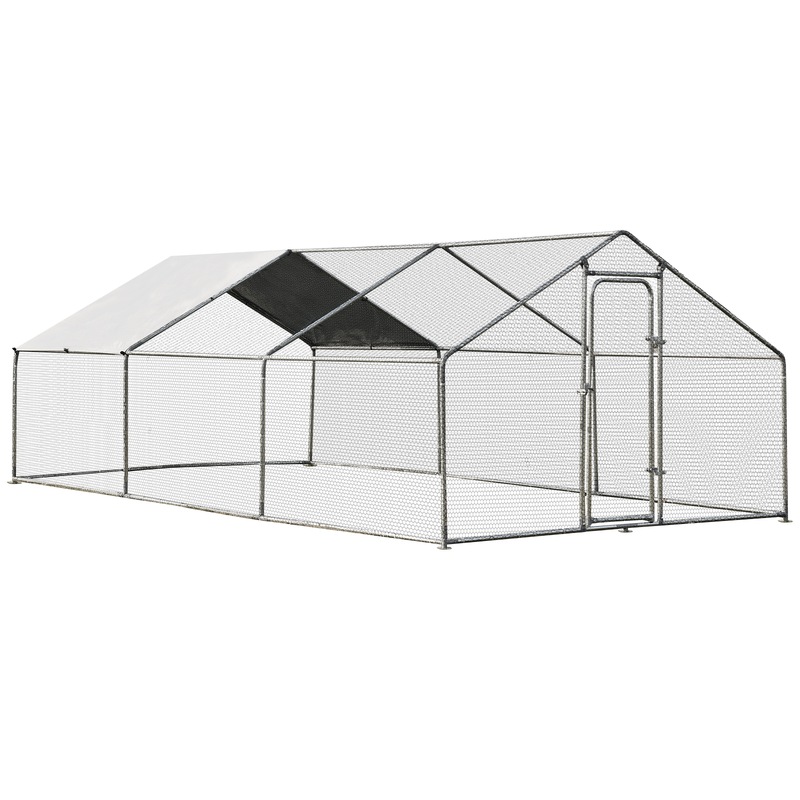 Buy Costway 3x6x1.95m Walk In Chicken Coop Large Hen Run Cage Steel ...