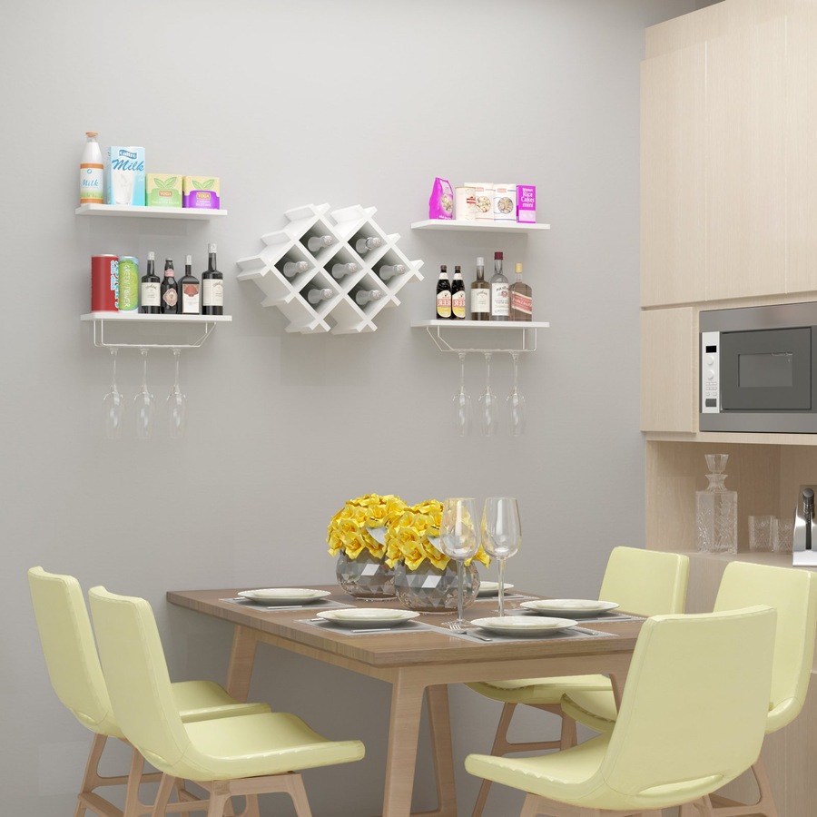 Buy Costway Wall Mounted 7 Bottle Wine Rack Home Stacked Cellar Storage ...