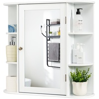 Costway Bathroom Mirror Cabinet Vanity Wall-Mounted Toilet Storage Cupboard Organiser w/Adjustable Shelves