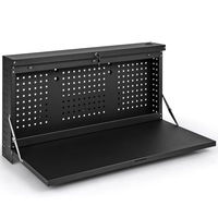 Costway Wall-Mounted Workbench Folding Worktable w/Peg Board Tool Organizer Garage Workshop Black