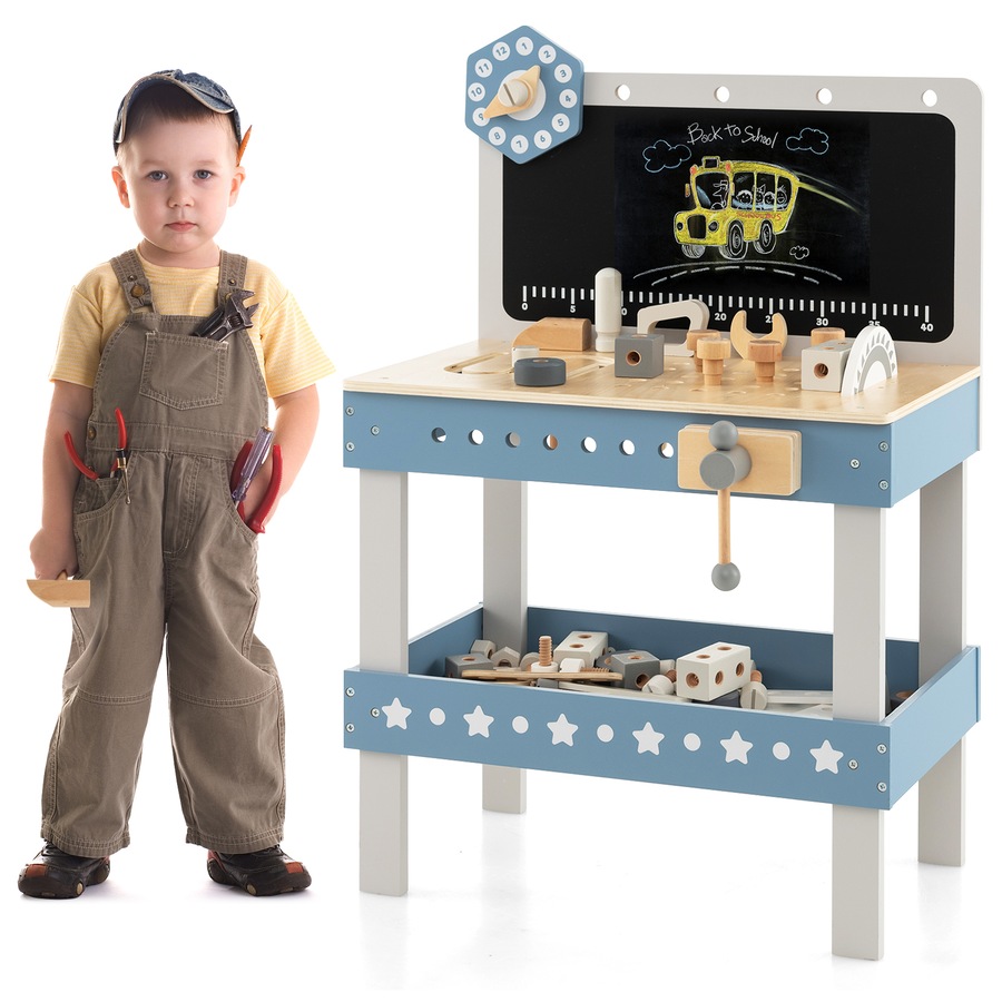 Buy Costway Wood Workbench Set Pretend Play Toy Role Play Workshop w ...