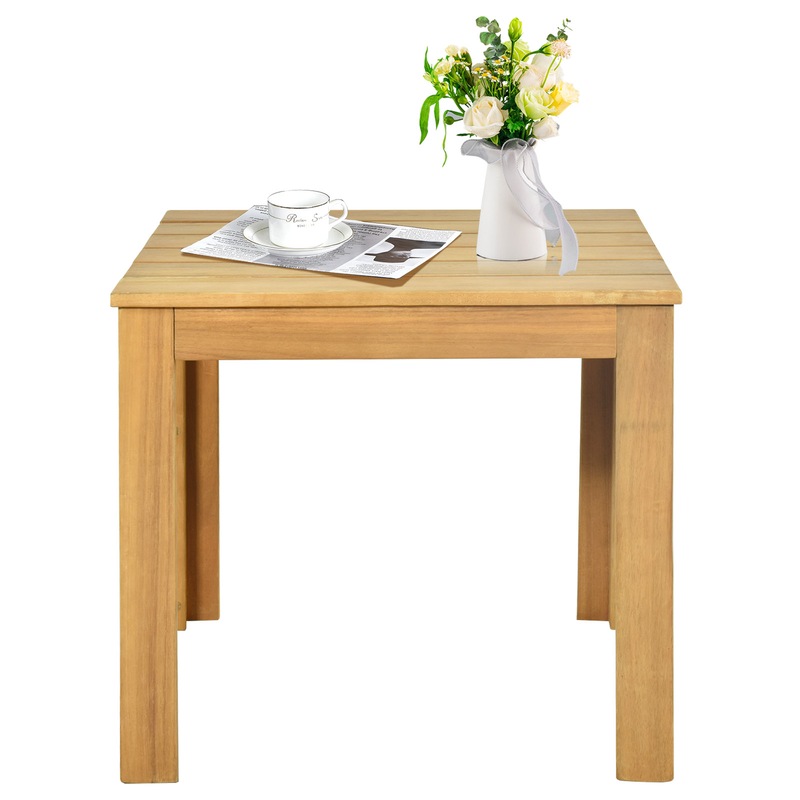 Buy Costway Wood Outdoor Side Table Waterproof Coffee Table Slatted End Table Patio Garden Pool