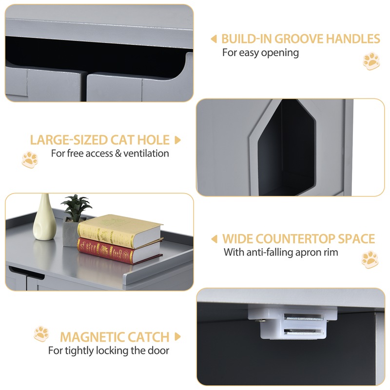 Buy Costway Wood Side Table Cat Litter Storage Enclosed Kitty