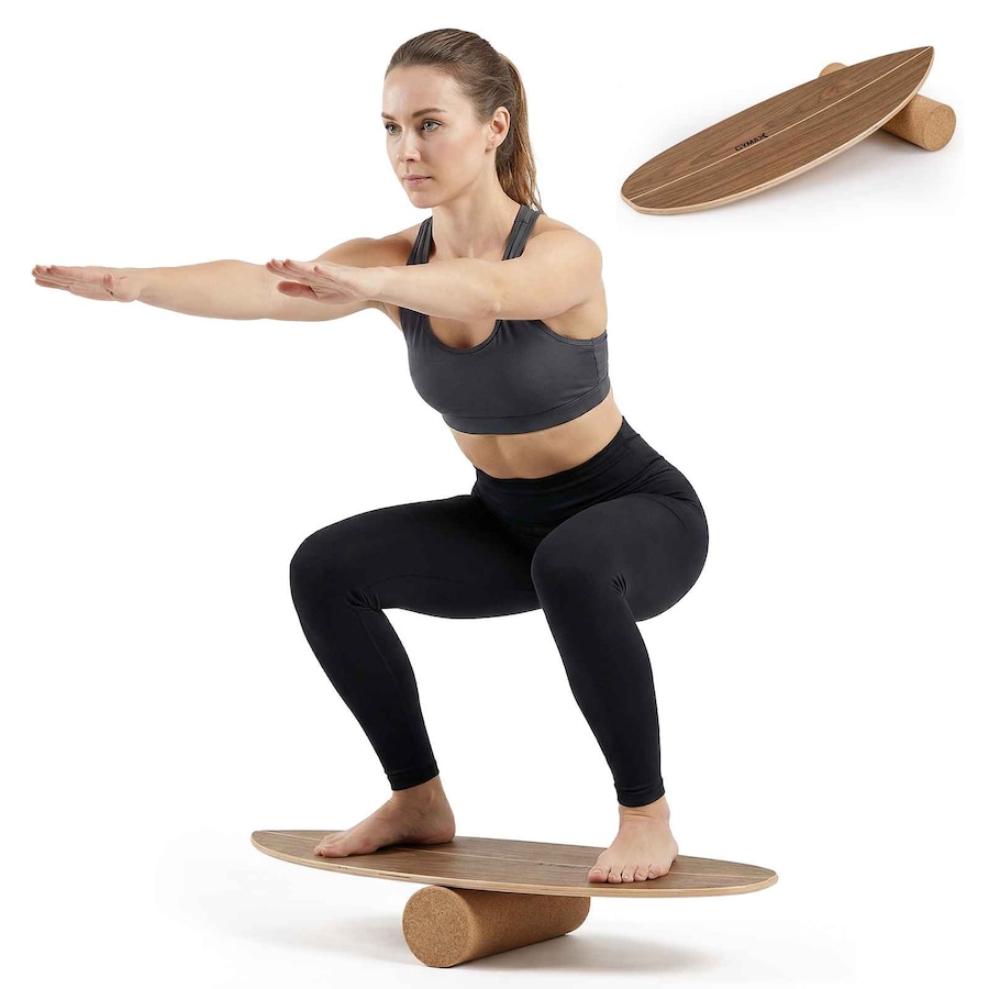 Costway Wood Wobble Balance Board Trainer Adult w/Cork Roller Core Exercise Skateboard Hockey Snowboard Surf Training