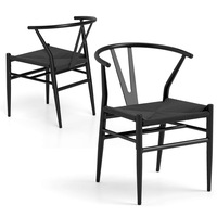 Costway Y-Shaped Wishbone Dining Chair Set of 2 w/Metal Frame Mid-Century Modern Weave Armchairs