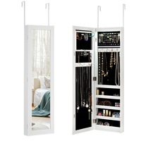 Costway Door/Wall Mounted Mirror Jewelry Makeup Cabinet Cosmetics Storage Organiser Box