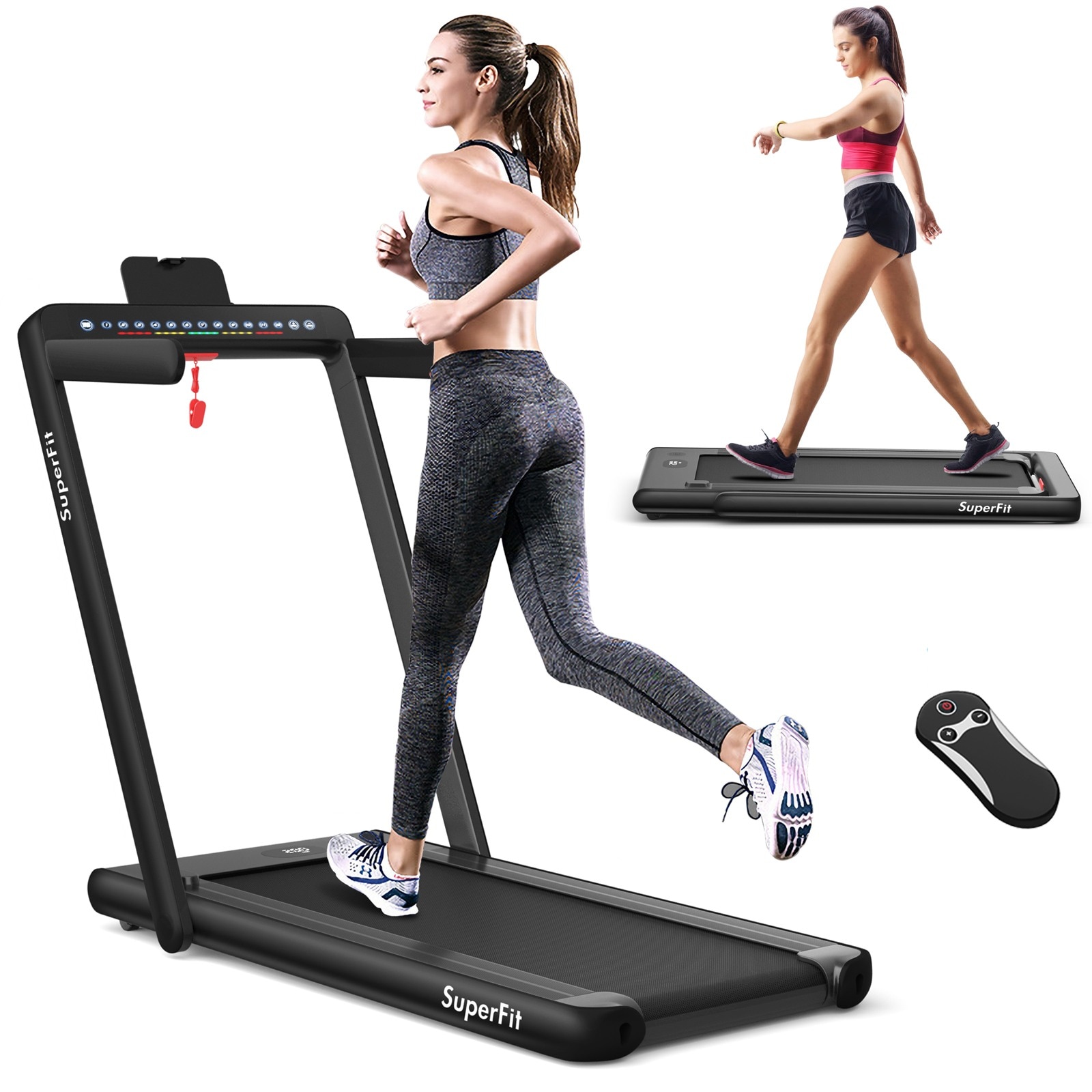 Costway Electric Treadmill w/Dual LED Display/APP/Remote Control 12kmh/2.25HP Home Gym Walking Pad 120kg