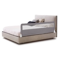 Costway Folding Security Bed Rail Adjustable Protective Guard Playpen Fence W/Security Traps Grey