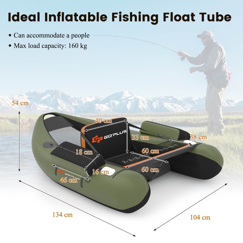 Costway Multi-Color Inflatable Fishing Float Tube with Adjustable