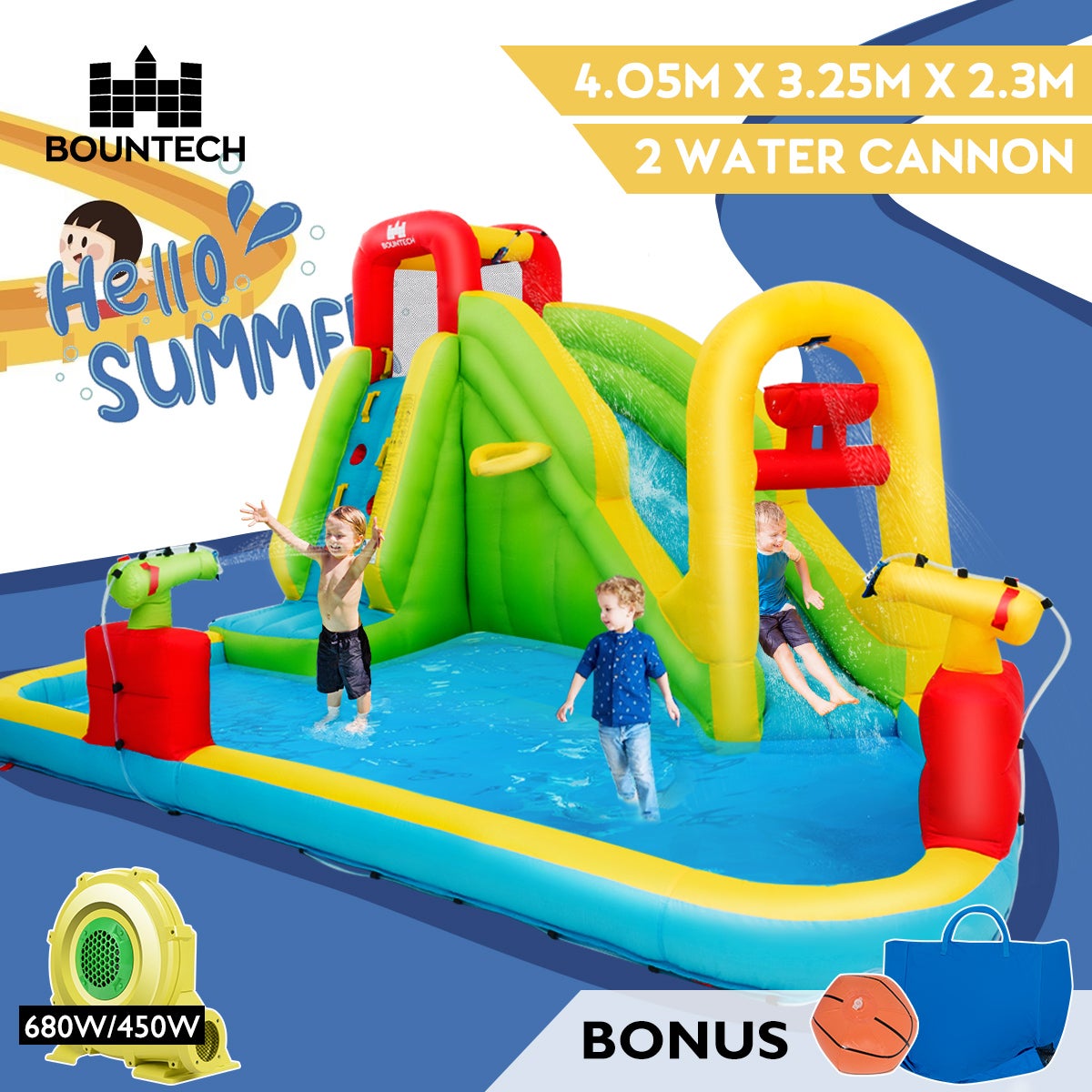 SunnyLIFE Kids Slip Slide Splash Lawn Water Slide Inflatable Backyard Rainbow Toy Rainbow White 