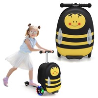 Costway Scooter Suitcase Ride On Hardcase w/LED Wheels&Handle Luggage Gifts Yellow
