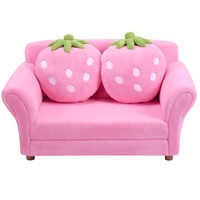 Costway Double Strawberry Sofa Chair Couch Lounge Upholstered Armchair Pink