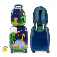Costway 2PCS Luggage Set Travel Trolley 16''+13'' Suitcase Backpack Set Carry On Bag - Jungle Gift