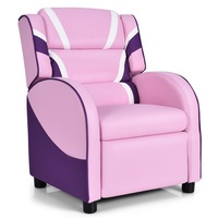 Costway Recliner Chair PU Lounge Sofa Couch Armchair Home Furniture Gift Pink