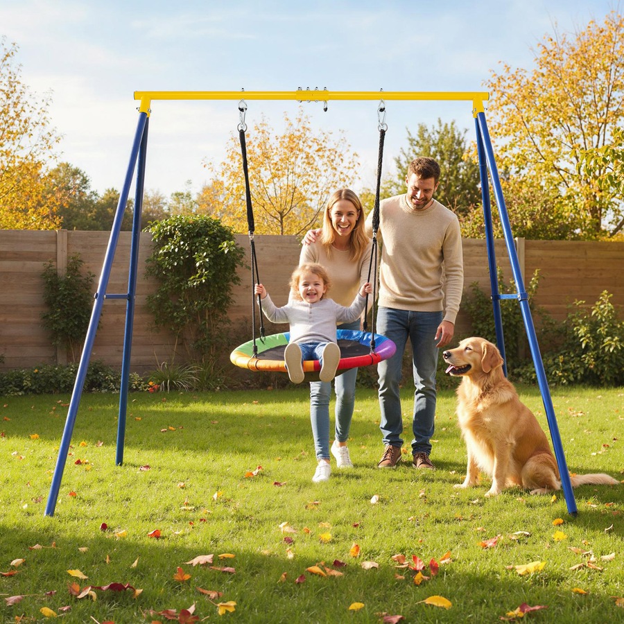 Buy Costway Metal Swing Stand A-Frame Outdoor Hammock Rack Playground ...