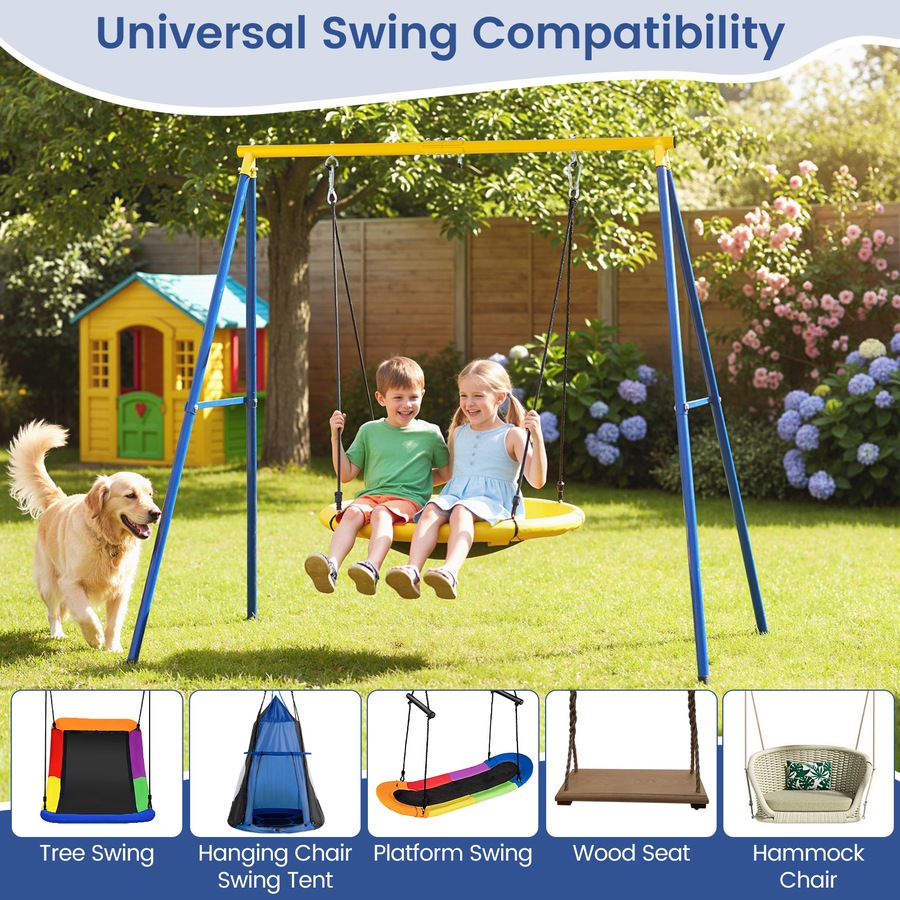 Buy Costway Metal Swing Stand A-Frame Outdoor Hammock Rack Playground ...