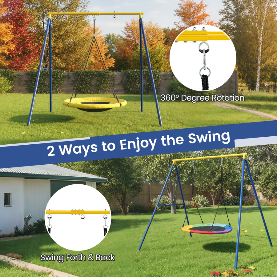Buy Costway Metal Swing Stand A-Frame Outdoor Hammock Rack Playground ...
