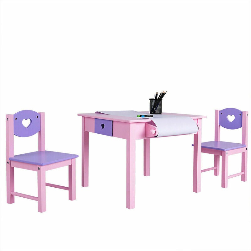 childrens table and chairs with paper roll