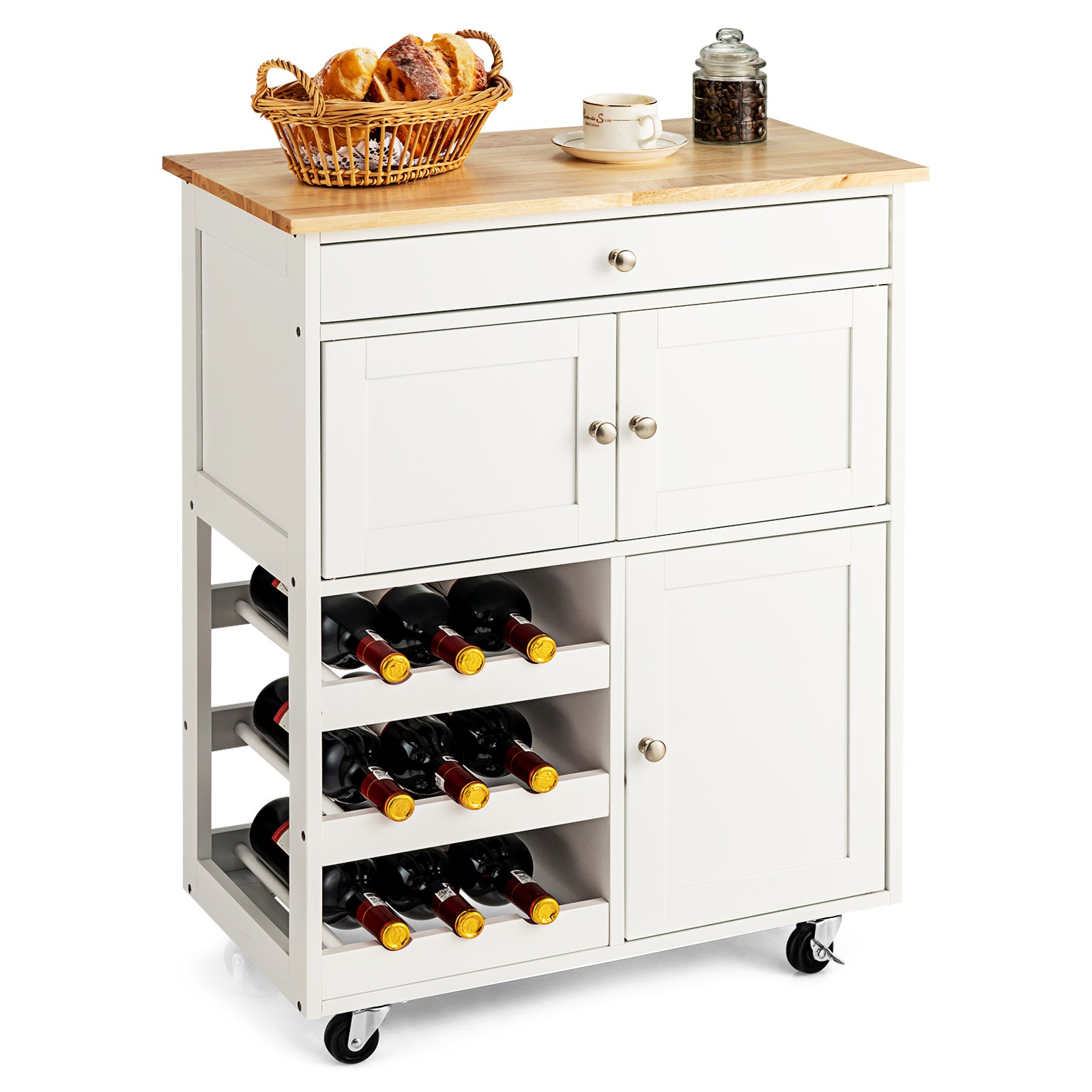 CADUKE Countertop Wine Rack with Glass Holder Tabletop Wine Rack with Wood Counter Wine Organizer Shelves Hold 6 Bottles and 4 Glasses Perfect for Cabinet Kitchen Bar Office Brown 