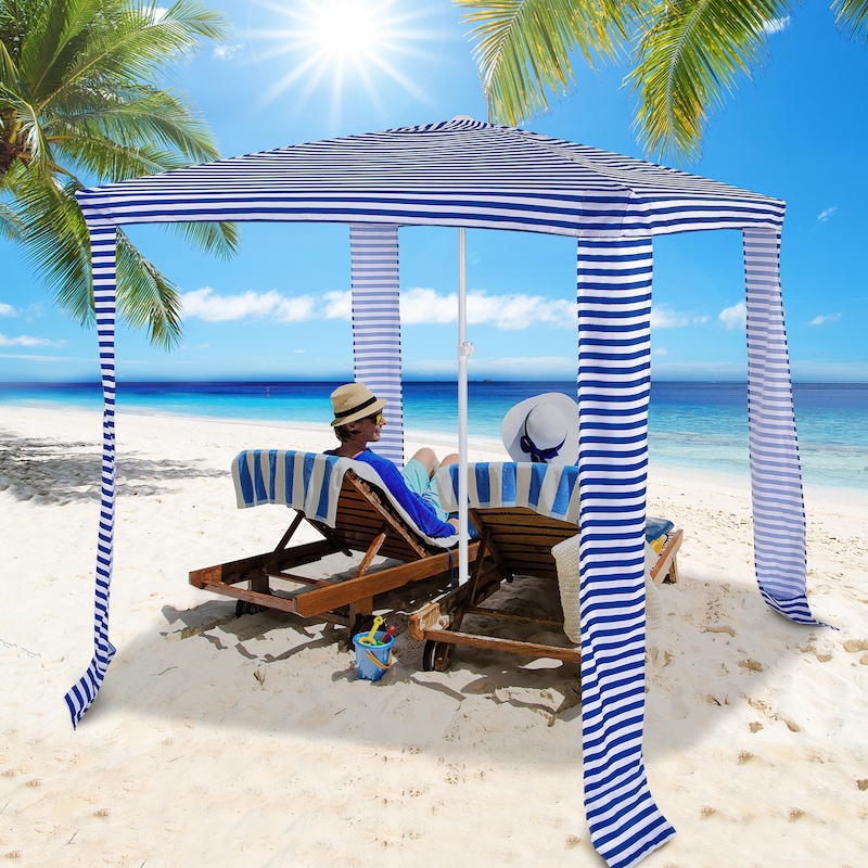 Buy Costway Outdoor Beach Cabana Portable Tent Sun Shelter w/Shade Wall ...