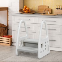 Costway 50kg Portable Step Stool 2-Tier Step LadderChair w/Security Handles for Toilet Potty Training Bathroom Kitchen Green