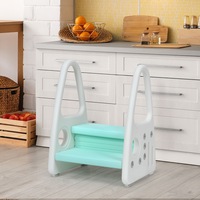 Costway 50kg Portable Step Stool 2-Tier Step LadderChair w/Security Handles for Toilet Potty Training Bathroom Kitchen Green