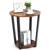 Costway Retro Side Table Coffee Table Round Sofa Bedside End Table Nightstand Bedroom Living Room
